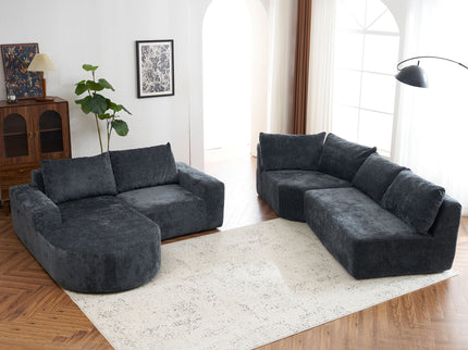 U-Shaped Oversized Modular Cloud Sectional Sofa With Deep Seat For Living Room