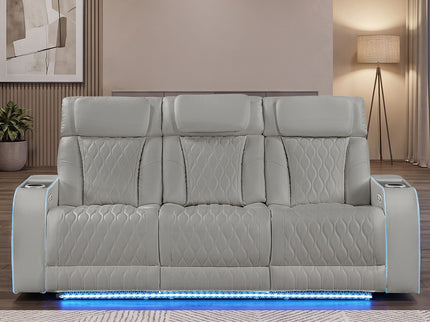 Electra - Power Reclining Sofa With Power Headrests, Drop Down Table, Reading Light, Massage, LED Lighting And USB Control