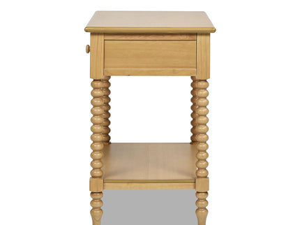 Easton - Modern Farmhouse Turned 1 Drawer Storage Side Table With Shelf - Natural Brown