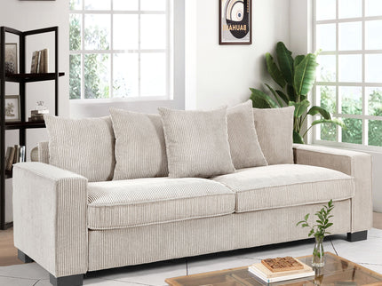Luxe Sofa With 5 Matching Toss Pillows, Sleek Design, Spacious And Comfortable 3 Seater Couch
