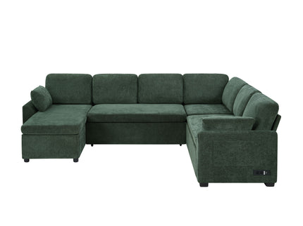 Convertible U-Shaped Sectional Sofa Bed With Reversible Chaise