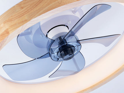 Ceiling Fans With Lights And Remote, 3000 - 6500K Dimmable Flush Mount LED Fan Light, 6 Speeds, Quiet DC Motor For Living Room - Matte White / Natural Wood