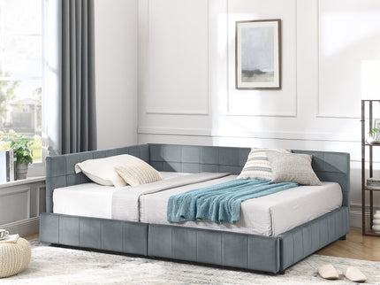 Elegant Storage Upholstered Tufted Bed Frame With Backrest And Armrests
