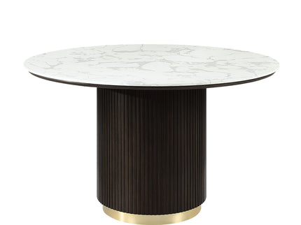 Clayten - Around Dining Table - Marble / Espresso