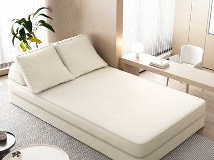 Multifunctional Convertible Sofa Bed With 2 Tumbler Backrests And 2 Pillows, Deep Seat Couch