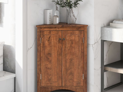 Triangle Bathroom Storage Cabinet With Adjustable Shelves, Freestanding Floor Cabinet For Home Kitchen