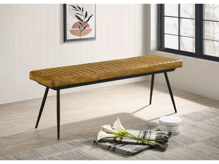 Tufted Cushion Side Bench With Tapered Legs