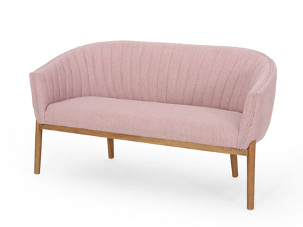 Mid Century Modern Loveseat With Channel Stitched Backrest