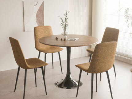 Mid-Century Round Dining Table With Pedestal Base For 2 - 4 People