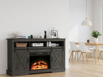 Electric Fireplace Insert Heater With Multicolor Flames, Remote Control - Black