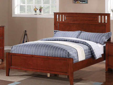 Simple Frame With Headboard And Vertical Carved Design