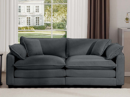 Modern 2 Seater With 4 Pillows, Upholstered Deep Seating Loveseat