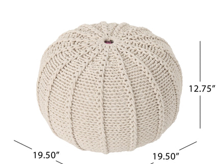 Bordeaux - Knitted Round Pouf Ottoman And Floor Cushion