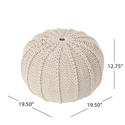 Bordeaux - Knitted Round Pouf Ottoman And Floor Cushion