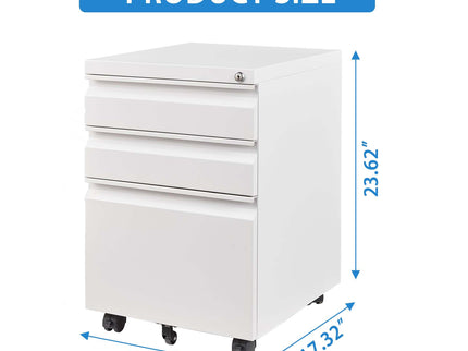 Metal Drawer Mobile File Cabinet With Lock For Home Office Organizer