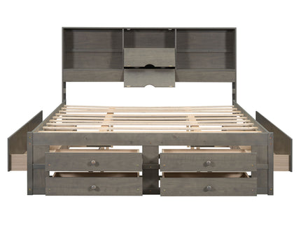 Platform Bed With Storage Headboard And 8 Drawers