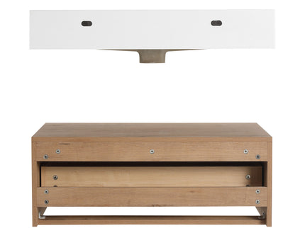 Modern Wall Mounted 30 Inch Bathroom Vanity With Resin Sink And 2 Side Cabinet In Imitative - Imitative Oak