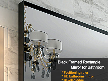 Rectangular Bathroom Mirror Square Angle Metal Frame Wall Mounted Hanging Plates Wall Mount Mirror For Bathroom (Horizontal & Vertical)