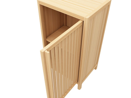 Bamboo Freestanding Storage Cabinet With Door And Shelf For Bathroom, Living Room, Kitchen - Natural / Natural Wood