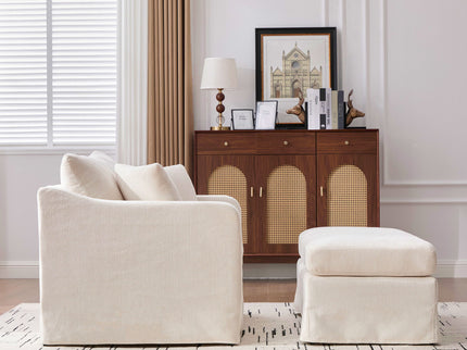 Accent Chair With Ottoman, Includes 2 Bolster Pillows