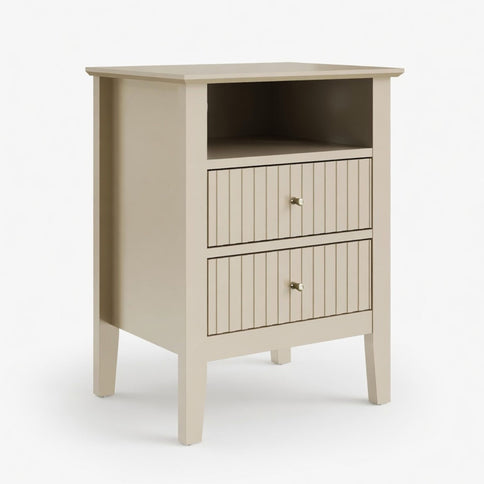 Fluted Nightstand With 2 Drawers