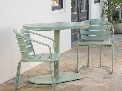 3 Piece Elegant Outdoor Bistro Set With 2 Chairs And Oval Table