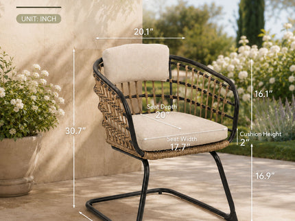 Patio Dining Chairs For Garden (Set of 2) - Beige