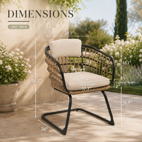 Patio Dining Chairs For Garden (Set of 2) - Beige