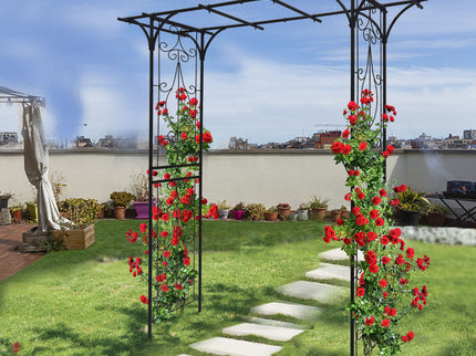 Metal Garden Arch Climbing Plants Support Rose Arch Outdoor - Black