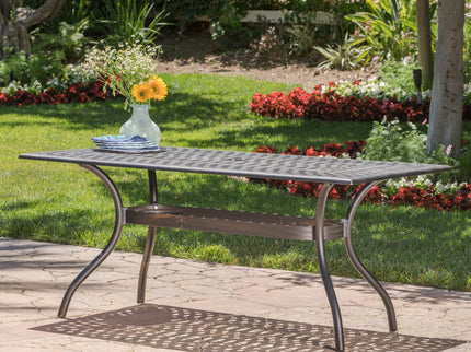 Enchantia - Outdoor Rectangular Dining Table With Weave Tabletop And Flared Legs - Copper