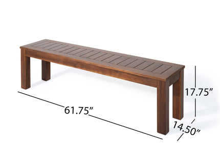 Acacia Wood Outdoor Bench With Beautiful Slat Paneling - Dark Brown