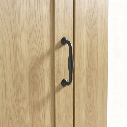 Tall Storage Cabinet With Tilt Out Compartment, Adjustable Shelves, Soft Close Hinges - Natural