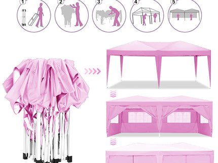 10'X20' Ez Pop Up Canopy Outdoor Portable Party Folding Tent With 6 Removable Sidewalls + Carry Bag + 4 Pieces Weight Bag