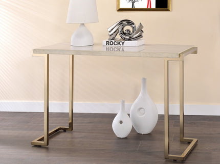 Boice II - Faux Marble Top Sofa Table - White / Champagne