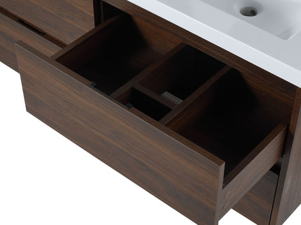 Modern Floating Bathroom Vanity With Dual Resin Sink, Soft Close Drawers