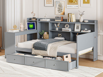 Daybed With 3 Drawers USB Ports And Desk