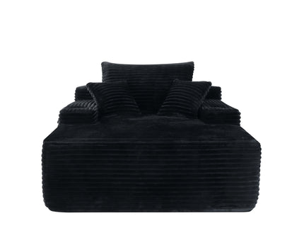 Convertible Chaise Lounge Chair With Wide Armrest & Throw Pillows - Black