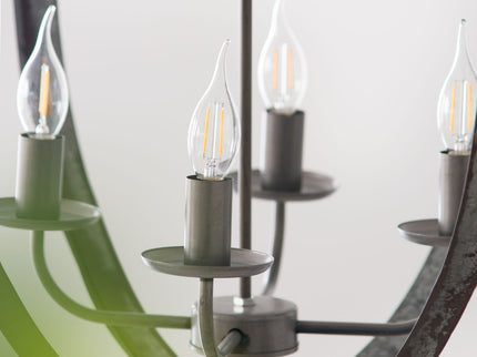 4 Light Metal Chandelier, Hanging Light Fixture With Adjustable Chain For Kitchen, Bulb Not Included - Gray