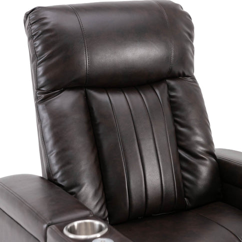 Power Recliner With Storage Arms, Cupholders, Swivel Tray Table And Cell Phone Stand - Brown