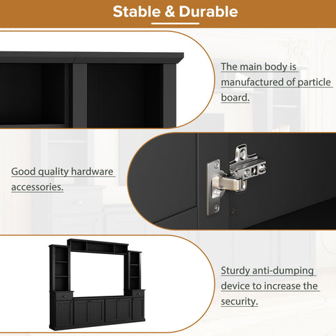 Minimalist Entertainment Wall Unit Set With Bridge For TVs Up To 75"
