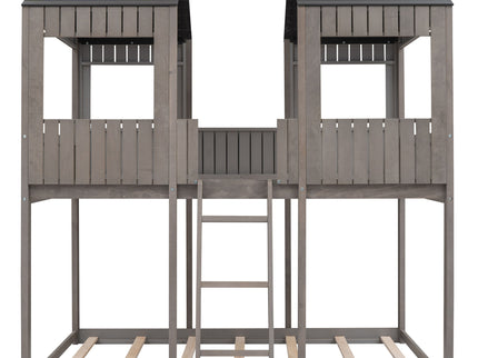 Bunk Bed With Roof, Window, Guardrail, Ladder