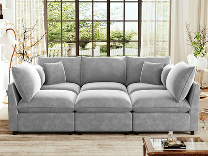 Modern Sectional Sofa U-Shaped With Movable Ottoman Storage Armrests And USB Ports