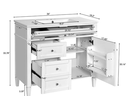 Bathroom Vanity With Mirror Cabinet, Single Sink With 2 Soft Closing Doors And 4 Drawers