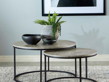 Hanover - 2 Piece Round Nesting Coffee Tables - Gray