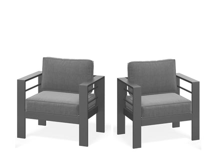 Modern All-Weather Patio Armchairs With Thick Cushions (Set of 2)