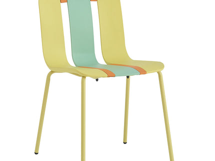 4 Piece Set Of Modern Striped Single Chairs With Folding Square Table
