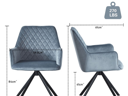 Modern Desk Chair No Wheel, Ergonomic Office Chair Home Office Upholstered Chair, Computer Chair For Bedroom, Reception Room, Living Room With Metal Legs - Blue