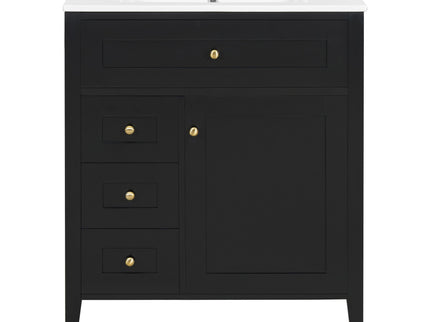 Bathroom Vanity With Sink, 3 Drawers And Adjustable Shelf, Freestanding Storage Unit