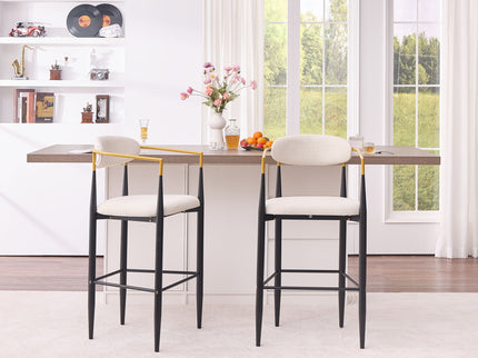 Upholstered Bar Stool With Accented Armrests For Kitchen Island (Set of 2) - Beige