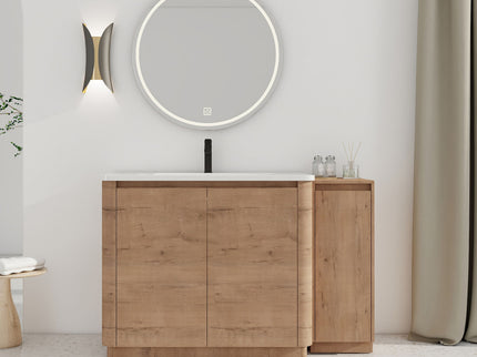 Freestanding Bathroom Vanity With Sink, 1 Small Storage Cabinet, Soft Close Door